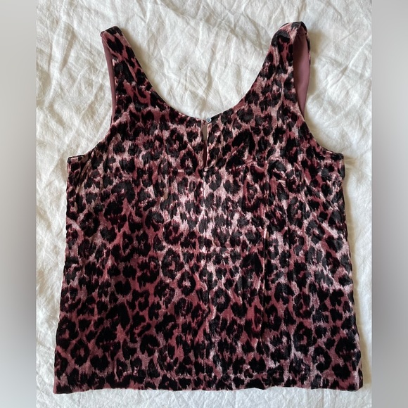J. Crew Always Tank Velvet Animal/Leopard Sleeveless Pink Black Top Size 2 - Picture 5 of 8